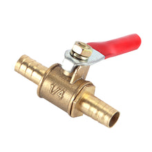 Load image into Gallery viewer, 1/4 Small Valve 6mm 8mm 10mm 12mm Hose Barb Inline Brass Water Oil Air Gas Faucet Shutoff Fuel Line Ball Valve Pipe Fittings with Red Handle