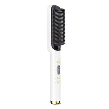 Load image into Gallery viewer, EU/US/UK/AU Plug Negative Ion Hair Straightener Brush 2-in-1 Anti-Damage Ionic Hair Styler Fast Heating Frizz Control Portable for Lazy Girls