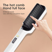 Load image into Gallery viewer, EU/US/UK/AU Plug Negative Ion Hair Straightener Brush 2-in-1 Anti-Damage Ionic Hair Styler Fast Heating Frizz Control Portable for Lazy Girls