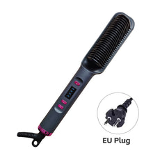 Load image into Gallery viewer, EU/US/UK/AU Plug Negative Ion Hair Straightener Brush 2-in-1 Anti-Damage Ionic Hair Styler Fast Heating Frizz Control Portable for Lazy Girls