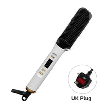 Load image into Gallery viewer, EU/US/UK/AU Plug Negative Ion Hair Straightener Brush 2-in-1 Anti-Damage Ionic Hair Styler Fast Heating Frizz Control Portable for Lazy Girls