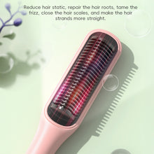 Load image into Gallery viewer, EU/US/UK/AU Plug Negative Ion 2-in-1 Straightening & Curling Comb Shine Enhancing Temperature Frizz Control Lazy Girl Hair Styling Tool