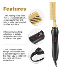 Load image into Gallery viewer, US/EU/UK Plug 2-in-1 Straightening & Curling Comb Fast Heating Hair Brush Frizz Control Salon Quality Beauty Girl Hair Styling Tool