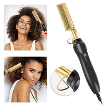 Load image into Gallery viewer, US/EU/UK Plug 2-in-1 Straightening & Curling Comb Fast Heating Hair Brush Frizz Control Salon Quality Beauty Girl Hair Styling Tool