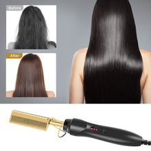 Load image into Gallery viewer, US/EU/UK Plug 2-in-1 Straightening & Curling Comb Fast Heating Hair Brush Frizz Control Salon Quality Beauty Girl Hair Styling Tool