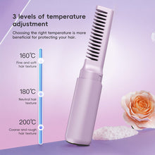 Load image into Gallery viewer, 2-in-1 Mini Travel Hair Styler Wireless USB-C Rechargeable Curling & Straightening LCD Comb Auto Shutoff for Travel Beauty Hair Tool