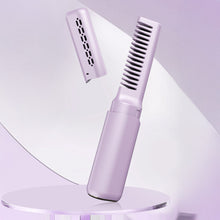 Load image into Gallery viewer, 2-in-1 Mini Travel Hair Styler Wireless USB-C Rechargeable Curling & Straightening LCD Comb Auto Shutoff for Travel Beauty Hair Tool