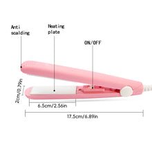 Load image into Gallery viewer, EU/US Portable Hair Styling Iron Cute Mini Travel Hair Straightener Bangs Styling Hair Iron Set Curl Ends Hair Clip Hair Beauty