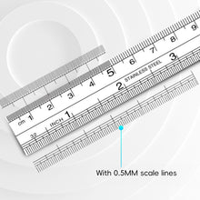 Load image into Gallery viewer, 6/8/12Inch Dual-Read Ruler Dual-Scale Heavy-Duty Precision Professional Drafting Steel Ruler Office Stationery