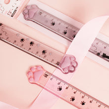 Load image into Gallery viewer, Cute Cat Paw Ruler Kawaii Portable Aesthetic Stationery Scale Transparent Lightweight Ruler for Kids Student Stationery