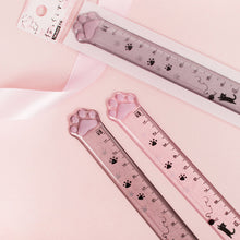 Load image into Gallery viewer, Cute Cat Paw Ruler Kawaii Portable Aesthetic Stationery Scale Transparent Lightweight Ruler for Kids Student Stationery