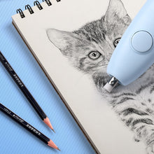 Load image into Gallery viewer, Electric Sketch Eraser Pen with 10pcs Refills Auto Rotating Battery-Powered for Artists/Drawing Students Sketching Highlighter Erase Pencil Tool