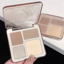 Load image into Gallery viewer, Natural Stereoscopic Face Highlight Shadow Makeup Powder Palette Matte Bronzer Contour Shading Four-color Multifunctional Highlighter Cosmetic