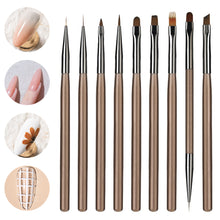Load image into Gallery viewer, 9Pcs Nail Art Liner Nail Brush Liner DIY Painting Pen Manicure Acrylic Drawing Brush for Nails Tip Display Carving Art Painting Tool