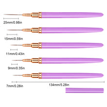 Load image into Gallery viewer, 5Pcs Nail Art Liner Nail Brush Liner DIY Painting Pen Manicure Acrylic Drawing Brush for Nails Tip Display Carving Art Painting Tool