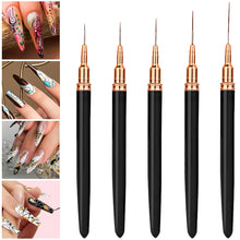 Load image into Gallery viewer, 5Pcs Nail Art Liner Nail Brush Liner DIY Painting Pen Manicure Acrylic Drawing Brush for Nails Tip Display Carving Art Painting Tool