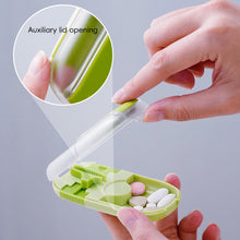 Load image into Gallery viewer, Pill Storage Box with Pill Cutter Portable Pill Organizer Health Care Travel Pill Case Eco-Friendly for Medicine Pocket-Size Vitamin Storage Box
