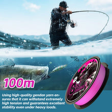 Load image into Gallery viewer, 1Roll 100M 8-Strand Smooth And Highly Tensile Pink PE Fishing Line Micro-Object Long Cast Wear-Resistant Main Line