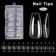 Load image into Gallery viewer, 120Pcs Full Cover Soft Gel Almond Nail Tips Acrylic Half Matte French False Nail Extension Tips Nail Salon Extension Press on Nail