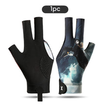 Load image into Gallery viewer, 1PC Printed Style Three-Fingered Billiards Gloves For Left Hand Anti-Slip Silk Breathable Snooker Gloves Self-Adhesive Self-Adhesive Cloth Fixed Billiards Supplies
