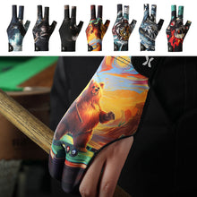 Load image into Gallery viewer, 1PC Printed Style Three-Fingered Billiards Gloves For Left Hand Anti-Slip Silk Breathable Snooker Gloves Self-Adhesive Self-Adhesive Cloth Fixed Billiards Supplies