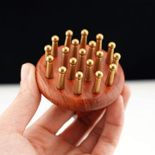 Load image into Gallery viewer, Brass Meridian Brush Whole Body Use Pear Wood Handle Rubbing Abdominal Stomach Massage Tool Clearing Liver Gallbladder Meridian Brush