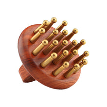 Load image into Gallery viewer, Brass Meridian Brush Whole Body Use Pear Wood Handle Rubbing Abdominal Stomach Massage Tool Clearing Liver Gallbladder Meridian Brush
