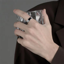 Load image into Gallery viewer, Simple Adjustable Checkerboard Men's Ring Black Resin Geometric Vintage Band Elegant And Fashionable Plated Ring