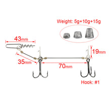 Load image into Gallery viewer, S/M/L 3X-Strong Treble Hook Steel Wire Rig With Weighted Sinker Anti-Rolling Paddle Tail Soft Bait Pike Fishing Stinger Rig Fishing Accessory