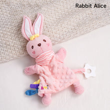 Load image into Gallery viewer, Baby Sleep Aid Plush Calming Toy Interactive Hand Puppet Soft Security Blanket With Chewable Silicone Teether Newborn Sensory Toy