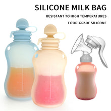 Load image into Gallery viewer, 150ml Leak-Proof Silicone Breast Milk Bags With Scale Washable Eco-Friendly Freezer and Heatable Self-Standing Travel Breast Milk Storage