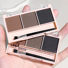 Load image into Gallery viewer, 3-Color Brow Powder Set with Brush Makeup Black Brown Coffee Waterproof Eyebrow Powder Eye Brow Palette Long-lasting Color-resistant