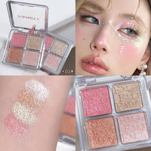 Load image into Gallery viewer, 4-color Natural Face Blush Highlight Shadow Makeup Matte Fine Glitter Palette Silhouette Nose Shadow Makeup Palettes Illuminator