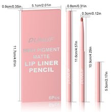 Load image into Gallery viewer, 6Pcs Lipliner Waterproof Lip Liner Pen Non-stick Cup Matte Lipstick Pen Lip Pencil Velvet Nude Long Lasting Lip Cosmetic