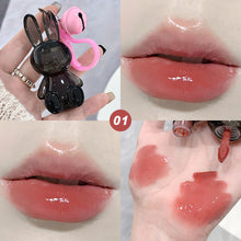 Load image into Gallery viewer, Gege Bear Pink Rabbit Velvet Lip Cream Black Rabbit Water Light Lip Glaze Matte Mirror Pendant Lipstick Lip Gloss