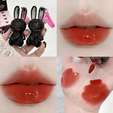 Load image into Gallery viewer, Gege Bear Pink Rabbit Velvet Lip Cream Black Rabbit Water Light Lip Glaze Matte Mirror Pendant Lipstick Lip Gloss