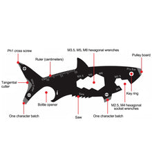 Load image into Gallery viewer, Multi-function 15 In 1 Shark Shaped Outdoor Bottle Opener Wallet Tool Card Stainless Pocket Screwdriver Survival Tool Keychain 
