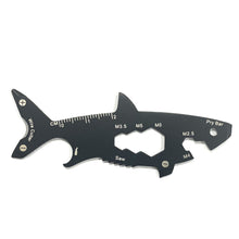 Load image into Gallery viewer, Multi-function 15 In 1 Shark Shaped Outdoor Bottle Opener Wallet Tool Card Stainless Pocket Screwdriver Survival Tool Keychain 