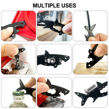 Load image into Gallery viewer, Multi-function 15 In 1 Shark Shaped Outdoor Bottle Opener Wallet Tool Card Stainless Pocket Screwdriver Survival Tool Keychain 