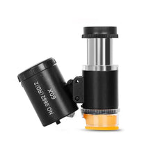 Load image into Gallery viewer, Mini Magnifier Pocket Microscope 60X LED UV Light Jewelry Magnifying Glass Jewelers Eye Loupe For Diamond Coins Currency