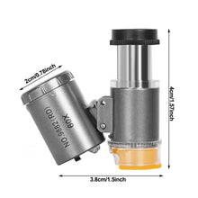 Load image into Gallery viewer, Mini Magnifier Pocket Microscope 60X LED UV Light Jewelry Magnifying Glass Jewelers Eye Loupe For Diamond Coins Currency