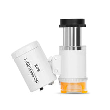 Load image into Gallery viewer, Mini Magnifier Pocket Microscope 60X LED UV Light Jewelry Magnifying Glass Jewelers Eye Loupe For Diamond Coins Currency