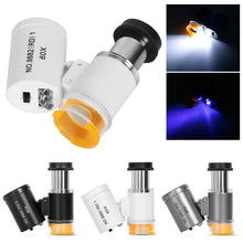 Load image into Gallery viewer, Mini Magnifier Pocket Microscope 60X LED UV Light Jewelry Magnifying Glass Jewelers Eye Loupe For Diamond Coins Currency