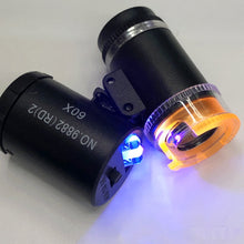 Load image into Gallery viewer, Mini Magnifier Pocket Microscope 60X LED UV Light Jewelry Magnifying Glass Jewelers Eye Loupe For Diamond Coins Currency
