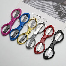 Load image into Gallery viewer, Simple Portable Folding Scissors Solid Color Glasses Shape Paper Cutters Students Handmade DIY Tools School Office Supplies