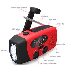 Load image into Gallery viewer, 2000 mAh Emergency Radio with LED Lights Radio USB Solar Charging Light Outdoor Travel Portable Rechargeable FM/AM Radio