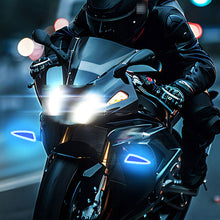 Load image into Gallery viewer, Pair 12V Motorcycle LED Turn Signal Lamp Sequential Dual-color Amber Flowing LED Indicator Lights Accessories