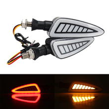 Load image into Gallery viewer, Pair 12V Motorcycle LED Turn Signal Lamp Sequential Dual-color Amber Flowing LED Indicator Lights Accessories