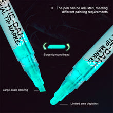Load image into Gallery viewer, Double Headed Dual Color Glow in The Dark Pen Waterproof Non Fading Marking Pen Student DIY Color Painting Luminous Highlighter Pen