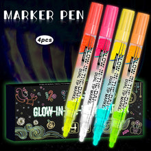 Load image into Gallery viewer, Double Headed Dual Color Glow in The Dark Pen Waterproof Non Fading Marking Pen Student DIY Color Painting Luminous Highlighter Pen
